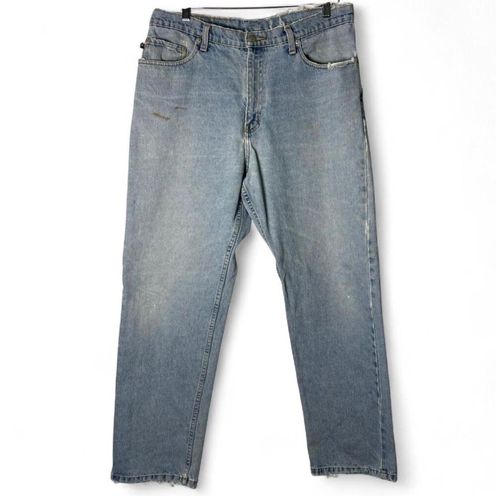 90s VTG Polo Jeans Ralph Lauren Light Wash Distressed Relaxed Fit Men's 38x32